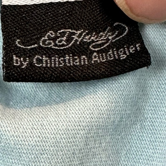 Vintage Y2K Ed Hardy Christian Audigier Golden Rose of Love Babydoll Tee Shirt S - Picture 8 of 11